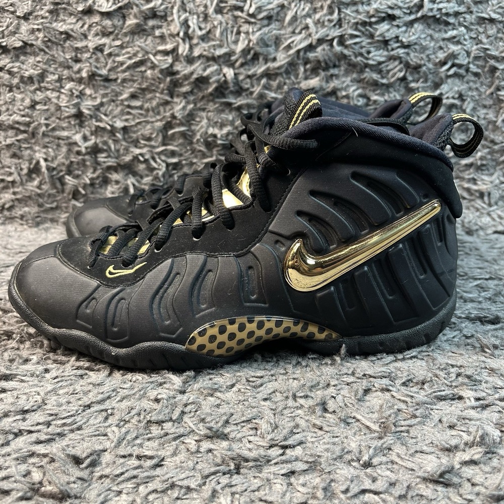 Nike Air Foamposite Pro Black Metallic Gold Kids Boys Size 6 Youth Shoes